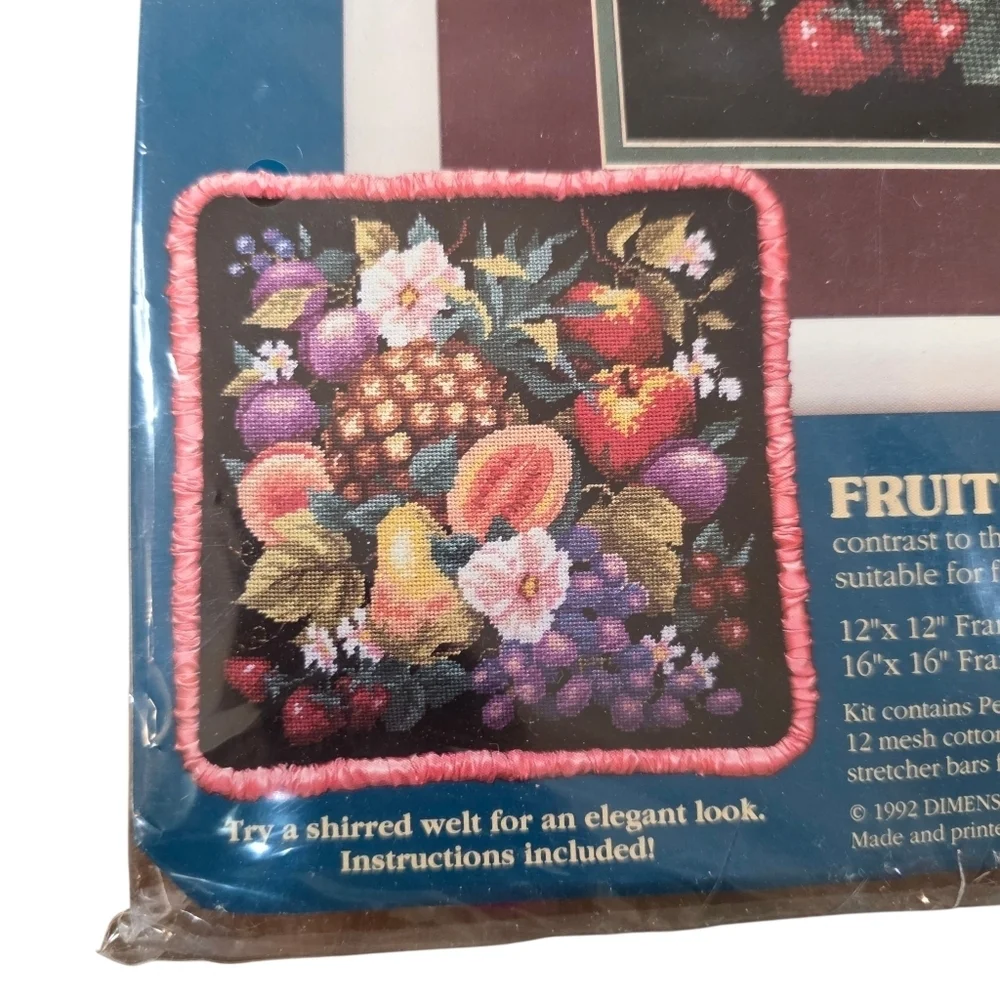 Vintage 1992 Sunset Needlepoint Kit Fruits and Flowers by Ann Craig New Sealed